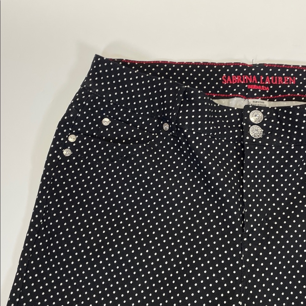 Sabrina Lauren Bermuda Polka Dot Shorts Black White Womens Plus 16W - Picture 3 of 8